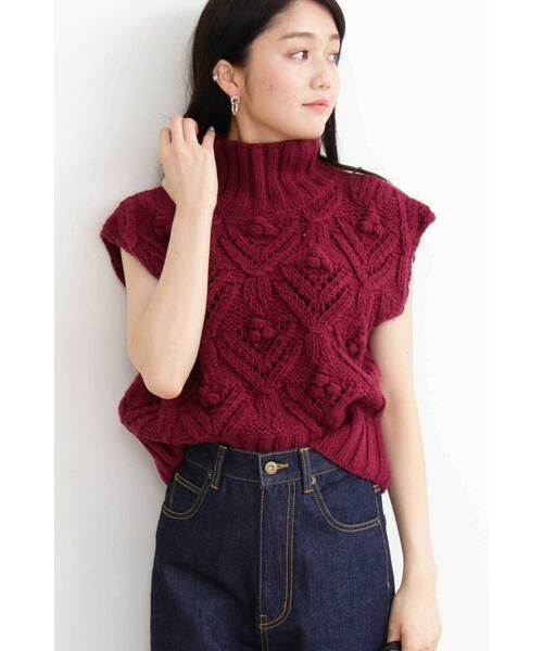 ＊＊N.Natural Beauty Basic / エヌ ナチュラルビューティーベーシック ニット・セーター | ハンドハイネックニットベスト（ピンク）