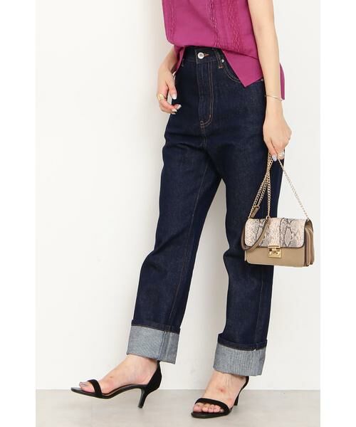 ＊＊N.Natural Beauty Basic / エヌ ナチュラルビューティーベーシック パンツ | ハイウエストスリムストレートデニム（ネイビー）