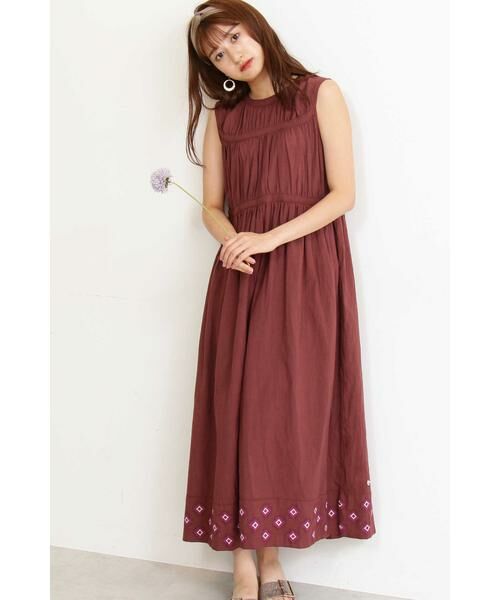 ＊＊N.Natural Beauty Basic / エヌ ナチュラルビューティーベーシック ワンピース | コットンキャンブリックマキシワンピース（ブラウン）