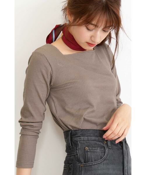 ＊＊N.Natural Beauty Basic / エヌ ナチュラルビューティーベーシック カットソー | スクエアネックリブカットソー（グレー）