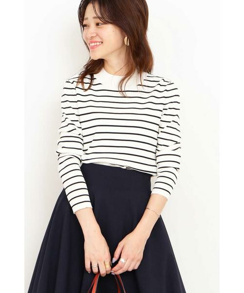 ＊＊N.Natural Beauty Basic / エヌ ナチュラルビューティーベーシック ニット・セーター | 総針クルーネックニット（オフ×ブラック1）