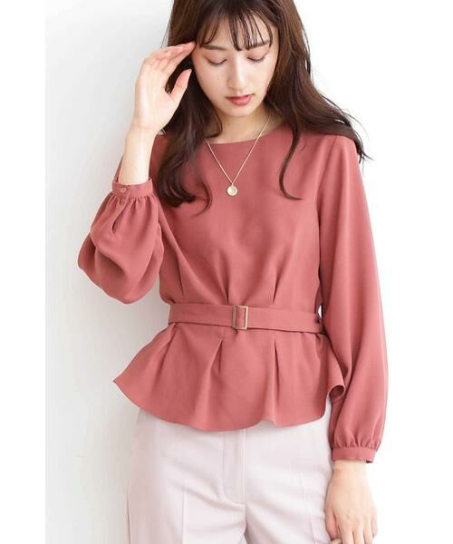 ＊＊N.Natural Beauty Basic / エヌ ナチュラルビューティーベーシック シャツ・ブラウス | ウエストタックペプラムブラウス（ワイン）