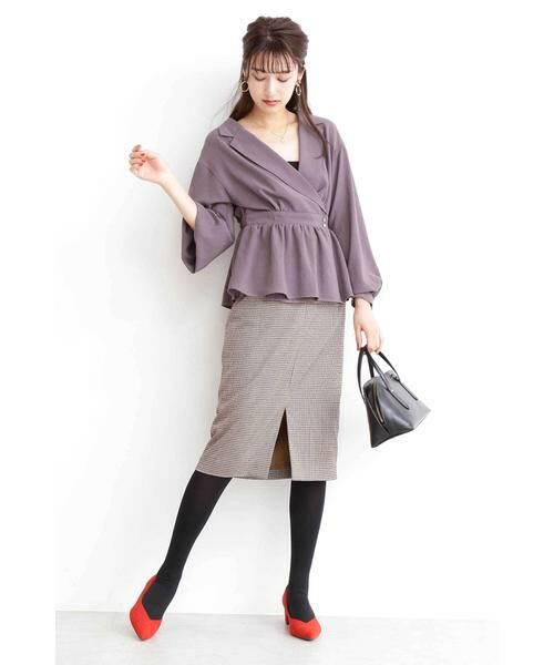 ＊＊N.Natural Beauty Basic / エヌ ナチュラルビューティーベーシック スカート | ベッコウバックルチェックタイトスカート | 詳細3