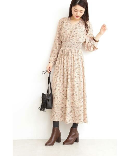 ＊＊N.Natural Beauty Basic / エヌ ナチュラルビューティーベーシック ワンピース | スタンドカラーシャーリングフラワーマキシワンピース | 詳細2