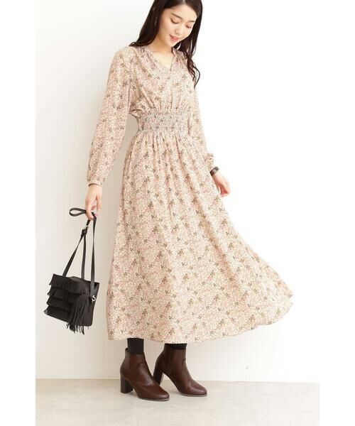 ＊＊N.Natural Beauty Basic / エヌ ナチュラルビューティーベーシック ワンピース | スタンドカラーシャーリングフラワーマキシワンピース | 詳細3