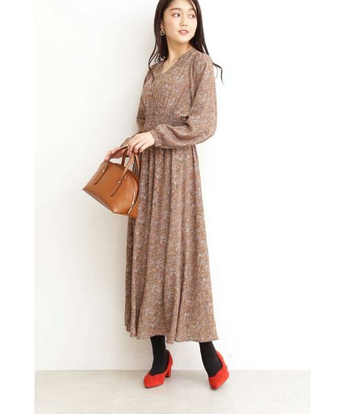 ＊＊N.Natural Beauty Basic / エヌ ナチュラルビューティーベーシック ワンピース | スタンドカラーシャーリングフラワーマキシワンピース | 詳細6