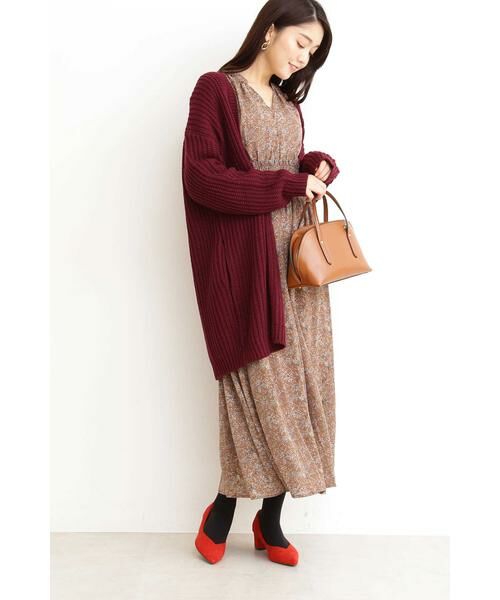 ＊＊N.Natural Beauty Basic / エヌ ナチュラルビューティーベーシック ワンピース | スタンドカラーシャーリングフラワーマキシワンピース | 詳細8