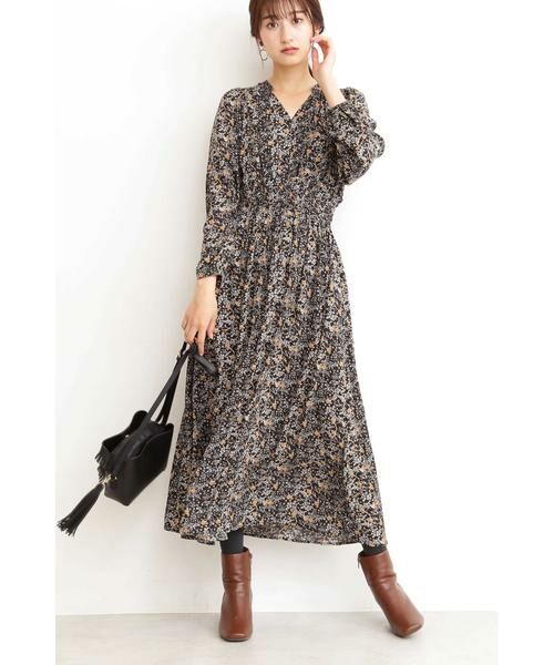 ＊＊N.Natural Beauty Basic / エヌ ナチュラルビューティーベーシック ワンピース | スタンドカラーシャーリングフラワーマキシワンピース | 詳細11