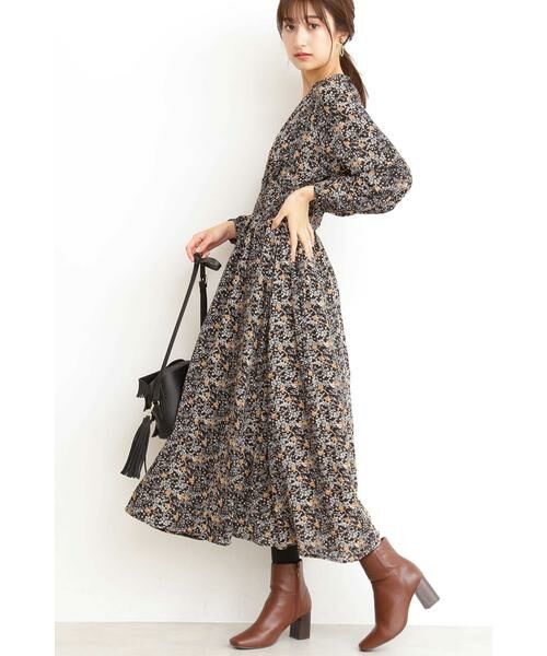 ＊＊N.Natural Beauty Basic / エヌ ナチュラルビューティーベーシック ワンピース | スタンドカラーシャーリングフラワーマキシワンピース | 詳細12