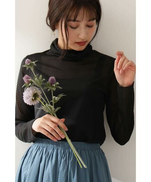 ＊＊N.Natural Beauty Basic / エヌ ナチュラルビューティーベーシック カットソー | シアーインナータートルカットソー（ブラック）