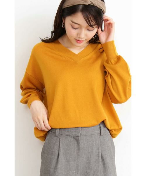 ＊＊N.Natural Beauty Basic / エヌ ナチュラルビューティーベーシック ニット・セーター | ウールベーシック　Vネックニット（イエロー）