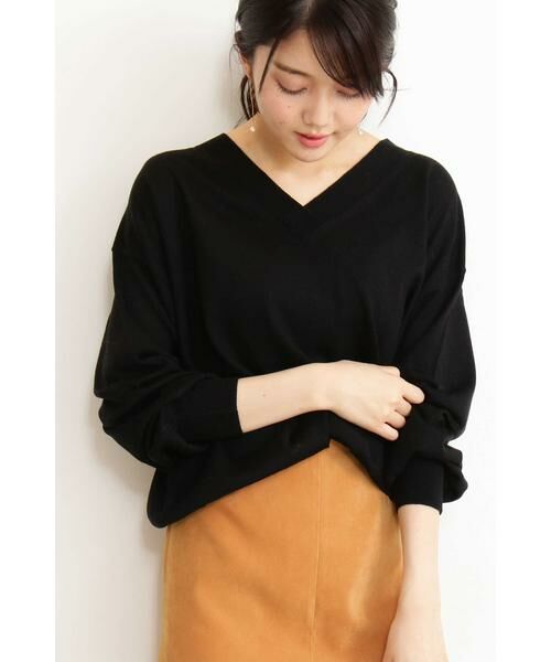 ＊＊N.Natural Beauty Basic / エヌ ナチュラルビューティーベーシック ニット・セーター | ウールベーシック　Vネックニット（ブラック）