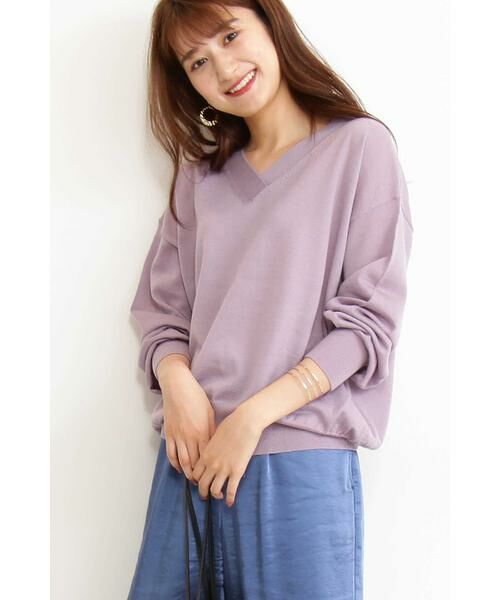 ＊＊N.Natural Beauty Basic / エヌ ナチュラルビューティーベーシック ニット・セーター | ウールベーシック　Vネックニット（パープル）