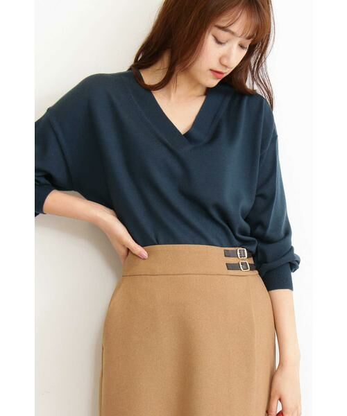 ＊＊N.Natural Beauty Basic / エヌ ナチュラルビューティーベーシック ニット・セーター | ウールベーシック　Vネックニット（グリーン）