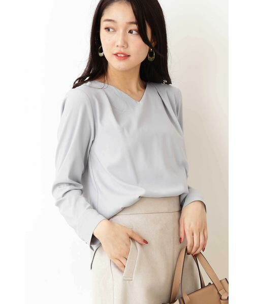 ＊＊N.Natural Beauty Basic / エヌ ナチュラルビューティーベーシック シャツ・ブラウス | タックドレープブラウス（ブルー）