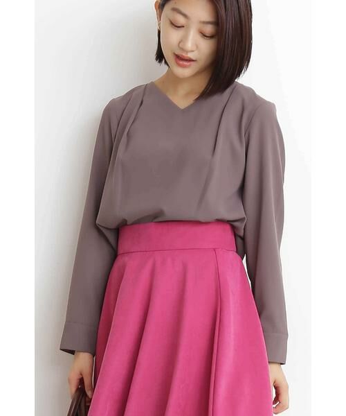 ＊＊N.Natural Beauty Basic / エヌ ナチュラルビューティーベーシック シャツ・ブラウス | タックドレープブラウス（ブラウン）