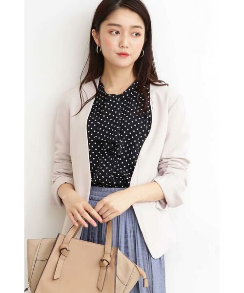 ＊＊N.Natural Beauty Basic / エヌ ナチュラルビューティーベーシック テーラードジャケット | とろみノーカラージャケット（グレー）