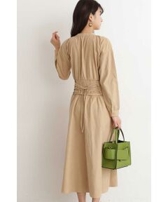 バックレースアップマキシワンピース