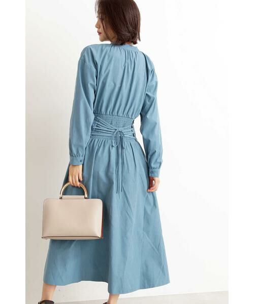 ＊＊N.Natural Beauty Basic / エヌ ナチュラルビューティーベーシック ワンピース | バックレースアップマキシワンピース（ブルー）