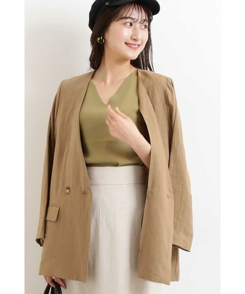 セール 麻ノーカラージャケット テーラードジャケット N Natural Beauty Basic エヌ ナチュラルビューティーベーシック ファッション通販 タカシマヤファッションスクエア
