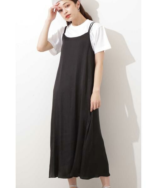 ＊＊N.Natural Beauty Basic / エヌ ナチュラルビューティーベーシック ワンピース | サテンキャミソールワンピース（ブラック）