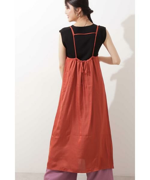 ＊＊N.Natural Beauty Basic / エヌ ナチュラルビューティーベーシック ワンピース | サテンキャミソールワンピース（オレンジブラウン）