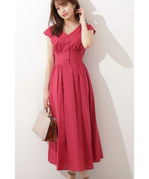 ＊＊N.Natural Beauty Basic / エヌ ナチュラルビューティーベーシック ワンピース | Vネックギャザーワンピース（レッド）