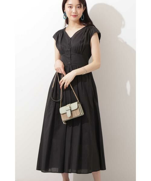 ＊＊N.Natural Beauty Basic / エヌ ナチュラルビューティーベーシック ワンピース | Vネックギャザーワンピース（ブラック）