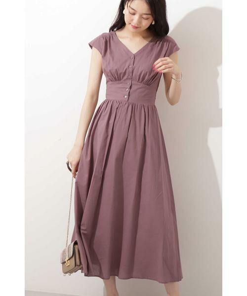 ＊＊N.Natural Beauty Basic / エヌ ナチュラルビューティーベーシック ワンピース | Vネックギャザーワンピース（ブラウン）