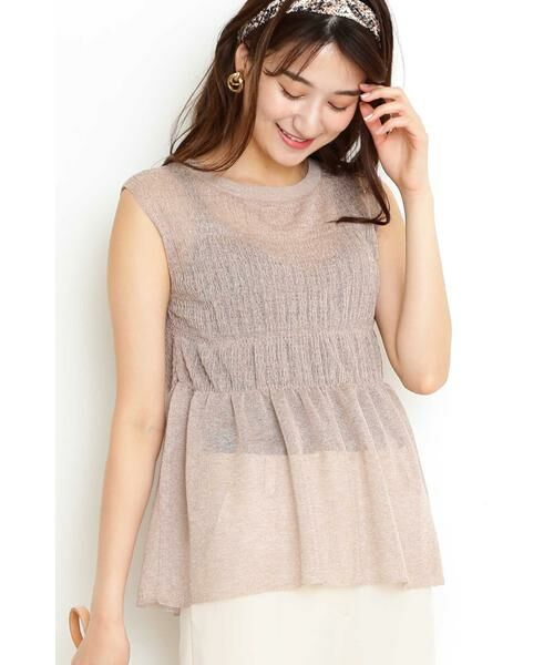 ＊＊N.Natural Beauty Basic / エヌ ナチュラルビューティーベーシック ニット・セーター | シャーリングチュニックニット（ベージュ）