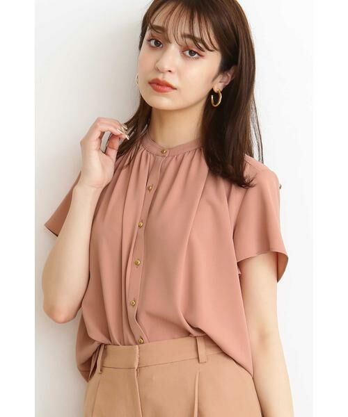 ＊＊N.Natural Beauty Basic / エヌ ナチュラルビューティーベーシック シャツ・ブラウス | ゴールドボタンとろみブラウス（コーラル）