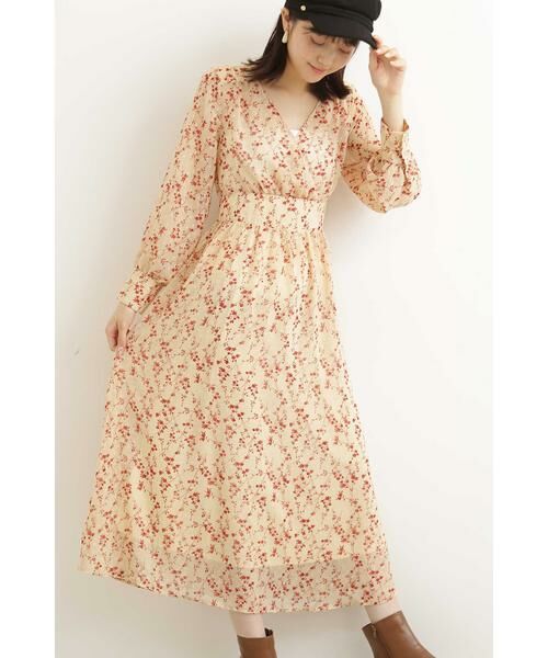 ＊＊N.Natural Beauty Basic / エヌ ナチュラルビューティーベーシック ワンピース | シフォンフラワードビーワンピース（ライトベージュ1）