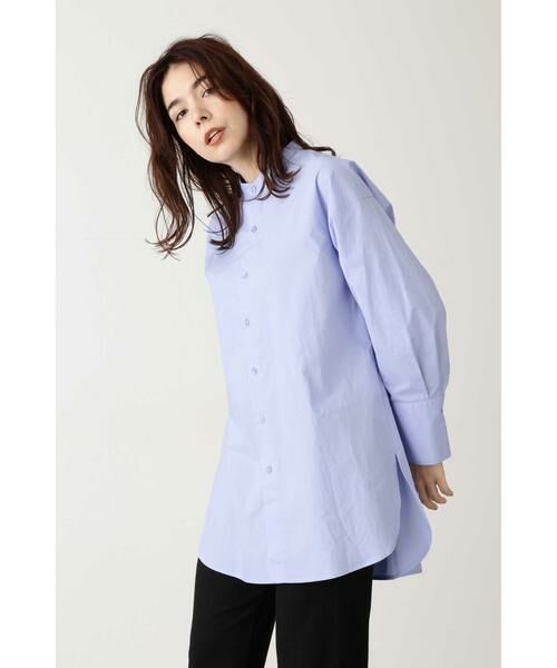 ＊＊N.Natural Beauty Basic / エヌ ナチュラルビューティーベーシック シャツ・ブラウス | バンドカラーチュニックシャツ（ブルー）