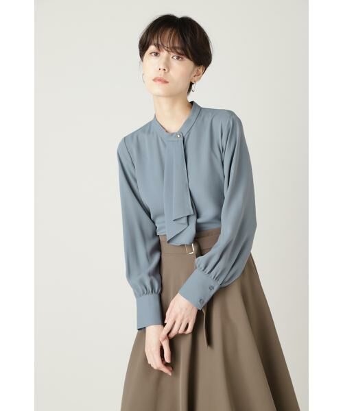 **N.Natural Beauty Basic / エヌ ナチュラルビューティーベーシック シャツ・ブラウス | ボウタイ風ロングスリーブブラウス(ブルー)