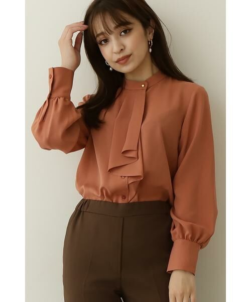 **N.Natural Beauty Basic / エヌ ナチュラルビューティーベーシック シャツ・ブラウス | ボウタイ風ロングスリーブブラウス(オレンジ)