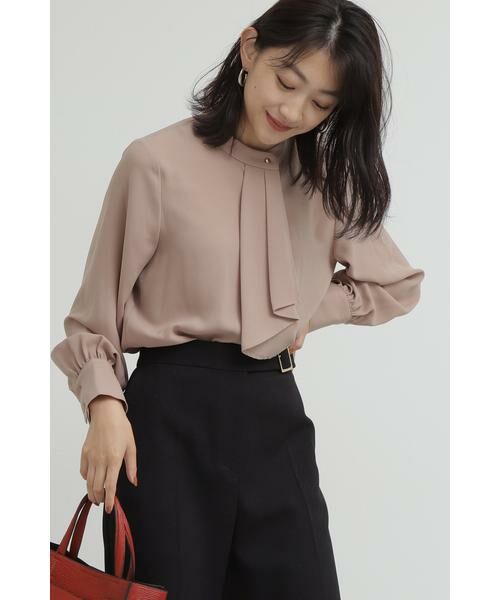 **N.Natural Beauty Basic / エヌ ナチュラルビューティーベーシック シャツ・ブラウス | ボウタイ風ロングスリーブブラウス(モカ)