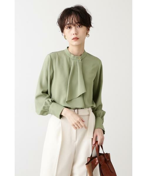 **N.Natural Beauty Basic / エヌ ナチュラルビューティーベーシック シャツ・ブラウス | ボウタイ風ロングスリーブブラウス(グリーン)