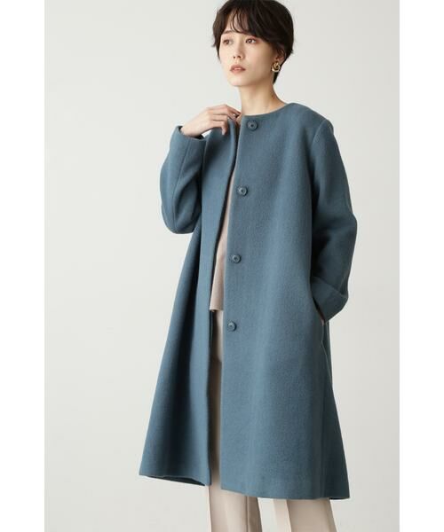 ＊＊N.Natural Beauty Basic / エヌ ナチュラルビューティーベーシック アウター | アンゴラビーバークルーネックコート（ブルー）