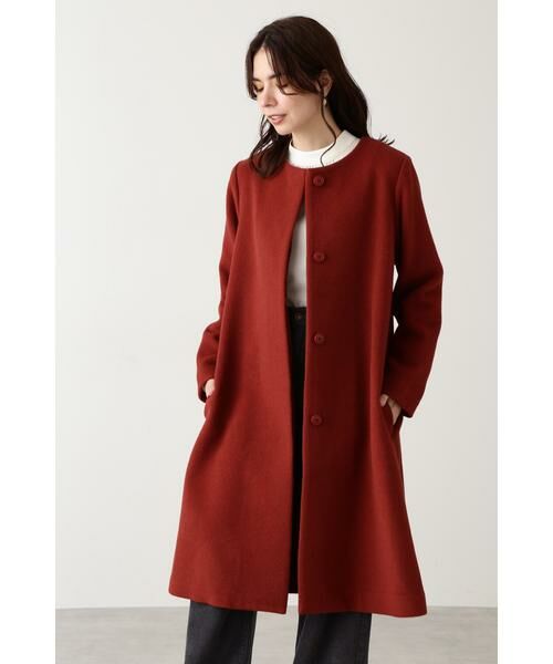 ＊＊N.Natural Beauty Basic / エヌ ナチュラルビューティーベーシック アウター | アンゴラビーバークルーネックコート（オレンジ）