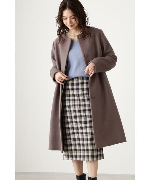 ＊＊N.Natural Beauty Basic / エヌ ナチュラルビューティーベーシック アウター | アンゴラビーバークルーネックコート（ブラウン）