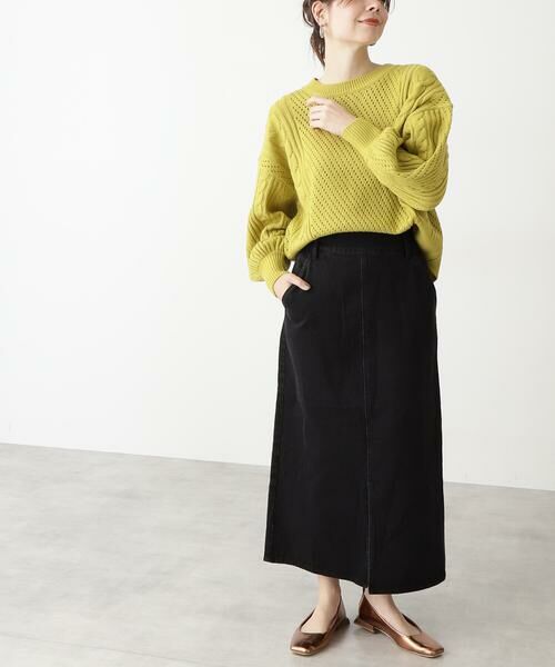 **N.Natural Beauty Basic / エヌ ナチュラルビューティーベーシック スカート | タイトマキシデニムスカート(ブラック)