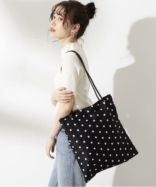 **N.Natural Beauty Basic / エヌ ナチュラルビューティーベーシック トートバッグ | 水玉トートバッグ(ブラック×ドット2)