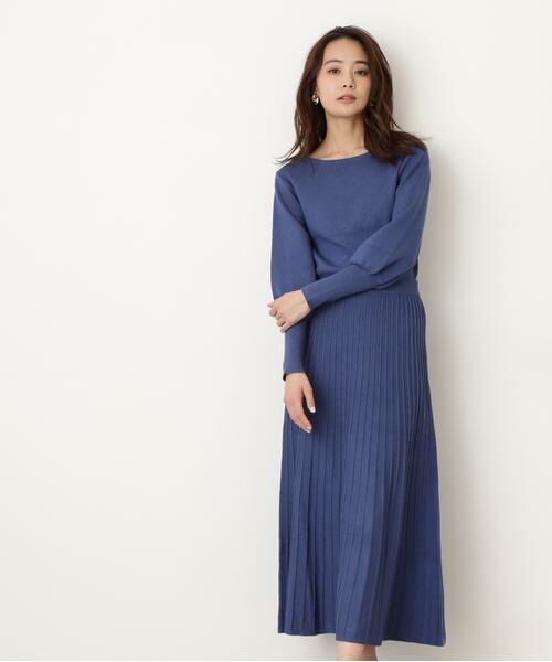 **N.Natural Beauty Basic / エヌ ナチュラルビューティーベーシック ワンピース | ボートネックニットセットアップ(ブルー)