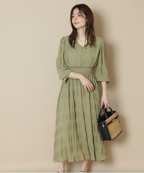 ＊＊N.Natural Beauty Basic / エヌ ナチュラルビューティーベーシック ワンピース | マジョリカプリーツワンピース（カーキ）