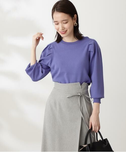＊＊N.Natural Beauty Basic / エヌ ナチュラルビューティーベーシック ニット・セーター | 総針パフスリーブニット（パープル）