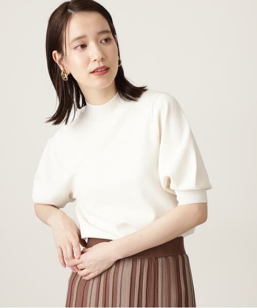 ＊＊N.Natural Beauty Basic / エヌ ナチュラルビューティーベーシック ニット・セーター | プレーティング天竺ボトルネックパフ袖ニット（オフ）