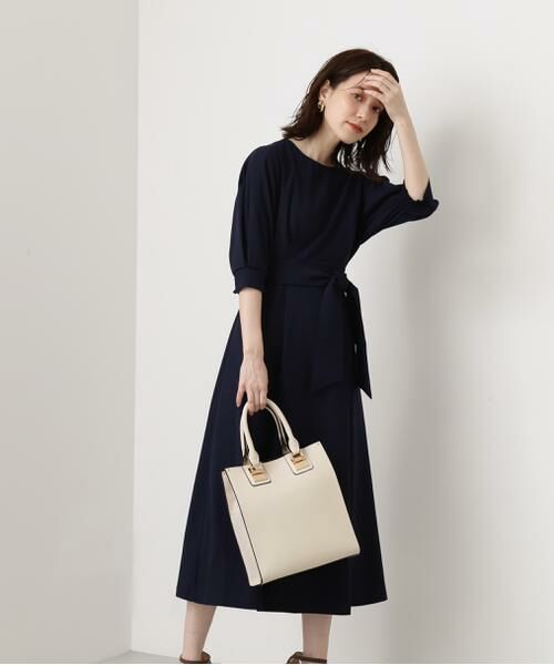 ＊＊N.Natural Beauty Basic / エヌ ナチュラルビューティーベーシック ワンピース | サッシュベルト付ワンピース（ネイビー）