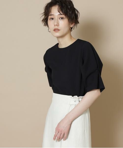 ＊＊N.Natural Beauty Basic / エヌ ナチュラルビューティーベーシック カットソー | パワーショルダーカットソー（ブラック）