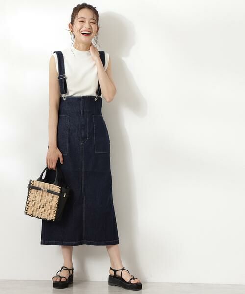 ＊＊N.Natural Beauty Basic / エヌ ナチュラルビューティーベーシック ワンピース | ハイウエストデニムジャンパースカート（インディゴ）