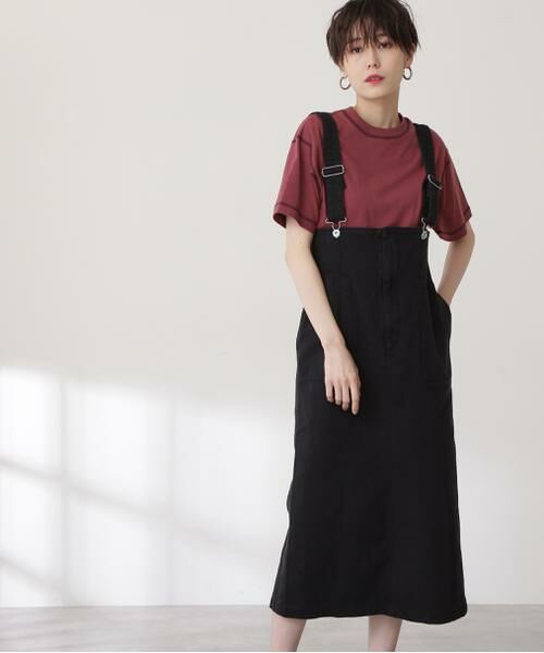 ＊＊N.Natural Beauty Basic / エヌ ナチュラルビューティーベーシック ワンピース | ハイウエストデニムジャンパースカート（ブラック）